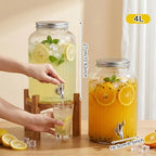 2 Pieces 1 Gallon Plastic Beverage Dispenser with Spigot Striped Clear Large Drink Beverage Dispenser Summer, alternate view