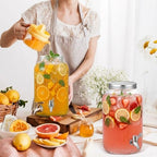 2 Pieces 1 Gallon Plastic Beverage Dispenser with Spigot Striped Clear Large Drink Beverage Dispenser Summer, alternate view