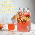 2 Pieces 1 Gallon Plastic Beverage Dispenser with Spigot Striped Clear Large Drink Beverage Dispenser Summer, alternate view