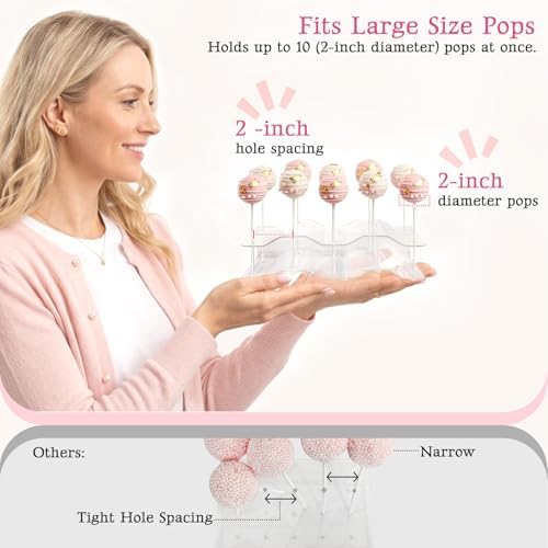 2 Pieces Cake Pop Stands Set with Sticks Kit (Clear) in Clear (with 50pcs sticks), alternate view 5