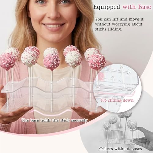 2 Pieces Cake Pop Stands Set with Sticks Kit (Clear) in Clear (with 50pcs sticks), alternate view 6