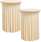 2 pk Champagne Cocktail Table Cloth Round 32×43in-High Top Highboy Bar Cocktail Tablecloths-Wrinkle Free