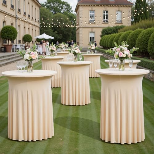 2 pk Champagne Cocktail Table Cloth Round 32×43in-High Top Highboy Bar Cocktail Tablecloths-Wrinkle Free, alternate view 7