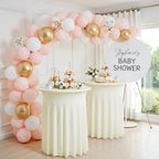 2 pk Ivory Cocktail Table Cloth Round 36×43in-High Top Highboy Bar Cocktail Tablecloths-Wrinkle Free Stretchy, alternate view