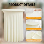 2 pk Ivory Cocktail Table Cloth Round 36×43in-High Top Highboy Bar Cocktail Tablecloths-Wrinkle Free Stretchy, alternate view