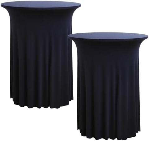 2 pk Navy Blue Cocktail Table Cloth Round 32×43in-High Top Highboy Bar Cocktail Tablecloths-Wrinkle Free