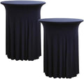 2 pk Navy Blue Cocktail Table Cloth Round 32×43in-High Top Highboy Bar Cocktail Tablecloths-Wrinkle Free