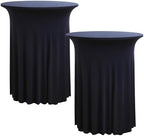 2 pk Navy Blue Cocktail Table Cloth Round 32×43in-High Top Highboy Bar Cocktail Tablecloths-Wrinkle Free