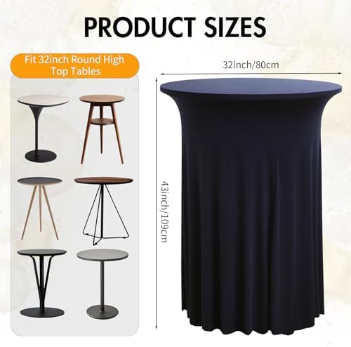 2 pk Navy Blue Cocktail Table Cloth Round 32×43in-High Top Highboy Bar Cocktail Tablecloths-Wrinkle Free, alternate view 3