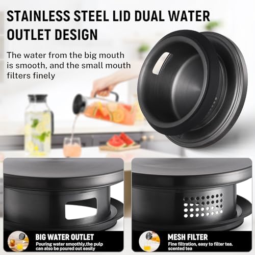 2 Quart (2 Liter 68 oz) Square Glass Pitcher with Lid and Spout, Water Pitchers with Handle for Fridge, alternate view 4