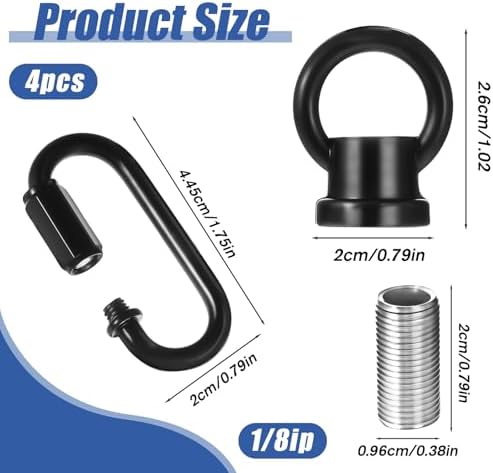 2 Set 1/8-IP Lighting Loops with Link Buckle Connectors for Light Fixture Chandelier Chain Extension, Hook Rings, alternate