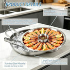 2 Set 12 Inch Chilled Serving Trays for Parties, Shrimp Cocktail Serving Dish with Ice Tray, Stainless Steel, alternate view