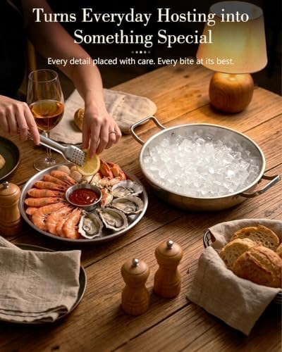 2-Set 12 Inch Shrimp Cocktail Serving Dish with Ice Tray, Stainless Steel Cold Chilled Serving Trays, Cooling, alternate view