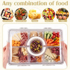 2 Set 16 x 11'' Chilled Serving Tray for Parties with Lids Compartments Flip top Removable Chilled Party Platter, alternate