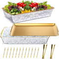 2 Set 16" x 9.45" Chilled Serving Tray for Parties, Gold in Gold
