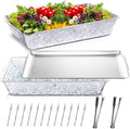 2 Set 16" x 9.45" Chilled Serving Tray for Parties, Silver in Silver