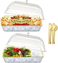 2 Set 16" x 9" Chilled Serving Tray for Parties with lids Compartments Ice Chilled Party Platter Charcuterie