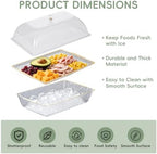 2 Set 16" x 9" Chilled Serving Tray for Parties with lids Compartments Ice Chilled Party Platter Charcuterie, alternate view