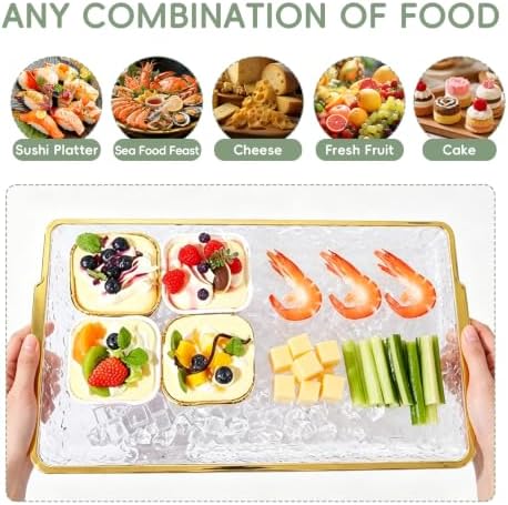 2 Set 16" x 9" Chilled Serving Tray for Parties with lids Compartments Ice Chilled Party Platter Charcuterie, alternate view