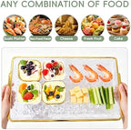 2 Set 16" x 9" Chilled Serving Tray for Parties with lids Compartments Ice Chilled Party Platter Charcuterie, alternate view