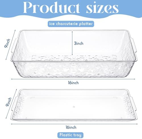 2 Set 16" x 9" Chilled Serving Tray with Compartments, Clear in Clear, alternate view 3