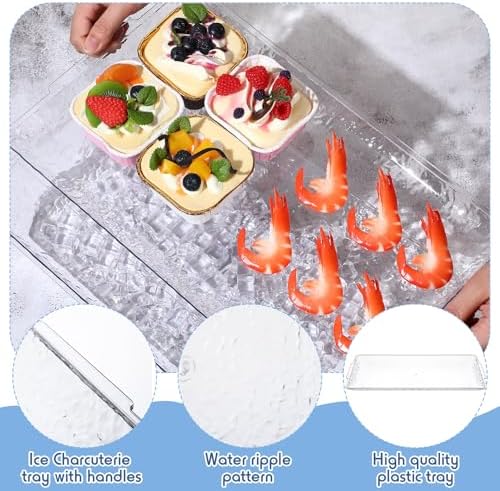 2 Set 16" x 9" Chilled Serving Tray with Compartments, Clear in Clear, alternate view 4