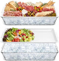 2 Set 16" x 9" Chilled Serving Tray with Compartments, White Clear in White Clear