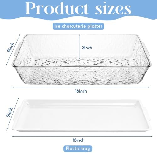 2 Set 16" x 9" Chilled Serving Tray with Compartments, White Clear in White Clear, alternate view 3