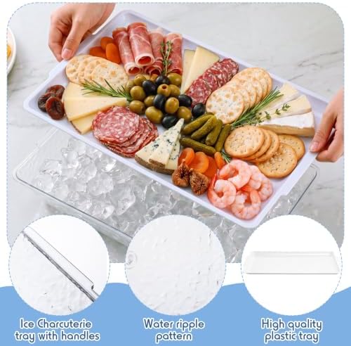 2 Set 16" x 9" Chilled Serving Tray with Compartments, White Clear in White Clear, alternate view 4