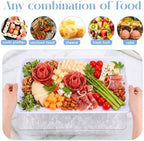 2 Set 16" x 9" Chilled Serving Tray with Compartments, White Clear in White Clear, alternate view 6
