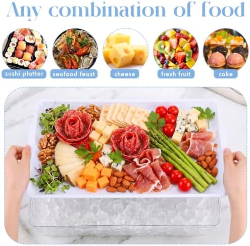 2 Set 16" x 9" Chilled Serving Tray with Compartments, White Clear in White Clear, alternate view 6
