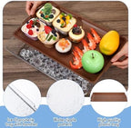 2 Set 16" x 9" Plastic Chilled Serving Tray for Parties, Dark Wood in Dark Wood, alternate view 5