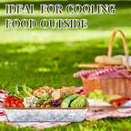 2 Set 16" x 9" Plastic Chilled Serving Tray for Parties, Light Wood in Light Wood, alternate view 6