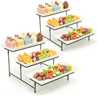 2 Set 3 Tier Serving Trays for Party, 12 Inch Serving Platters with Metal Display Stand, Collapsible Tiered Tray