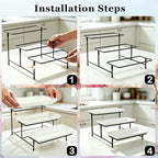 2 Set 3 Tier Serving Trays for Party, 12 Inch Serving Platters with Metal Display Stand, Collapsible Tiered Tray, alternate