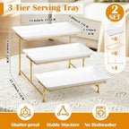 2 Set 3 Tier Serving Trays for Party 14 Inch Serving Platters and Trays Tiered Tray Stand with Collapsible Metal, alternate