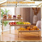 2 Set 3 Tier Serving Trays for Party 14 Inch Serving Platters and Trays Tiered Tray Stand with Collapsible Metal, alternate