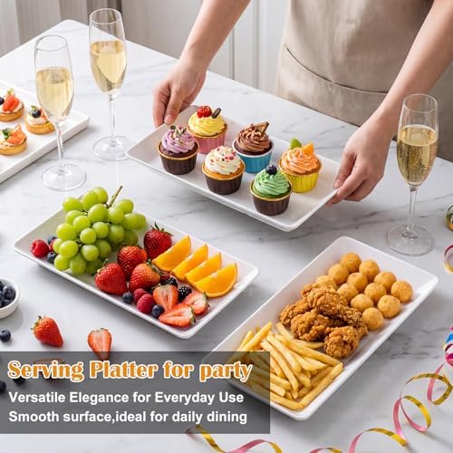 2 Set 3 Tier Serving Trays for Party 14 Inch Serving Platters and Trays Tiered Tray Stand with Collapsible Metal, alternate
