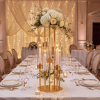 2 Set 5 Arm Gold Candelabra Centerpieces with Flower Stand for Table, 24.4" in Gold, alternate view 5