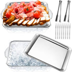 2 Set 9" Chilled Serving Tray for Parties with Compartments Ice Chilled Party Platter Charcuterie Serving Board