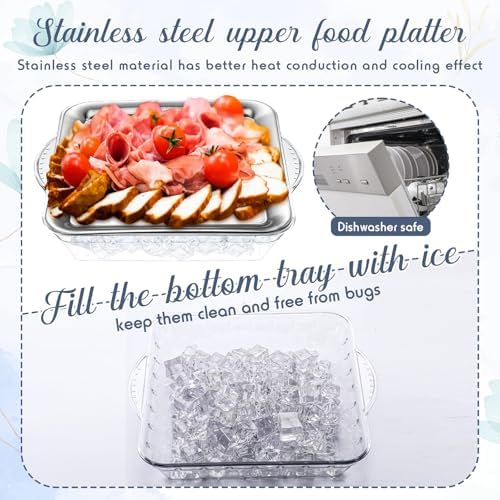 2 Set 9" Chilled Serving Tray for Parties with Compartments Ice Chilled Party Platter Charcuterie Serving Board, alternate