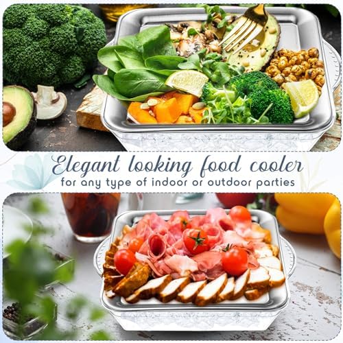 2 Set 9" Chilled Serving Tray for Parties with Compartments Ice Chilled Party Platter Charcuterie Serving Board, alternate
