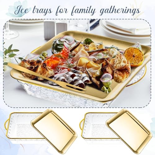 2 Set 9" Chilled Serving Tray for Parties with Compartments Ice Chilled Party Platter Charcuterie Serving Board, alternate