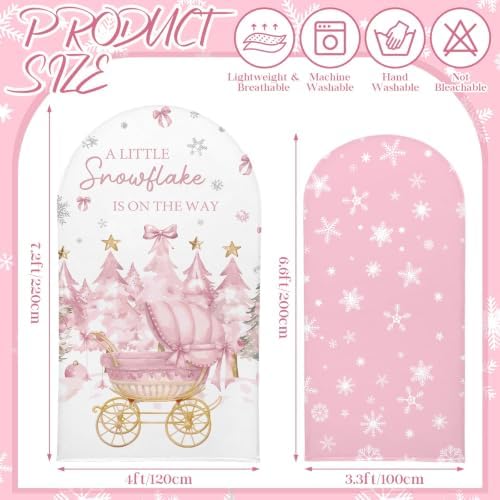 2 Set a Little Snowflake is on The Way Arch Backdrop Cover in Pink, alternate view 2