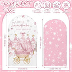 2 Set a Little Snowflake is on The Way Arch Backdrop Cover in Pink, alternate view 2