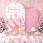 2 Set a Little Snowflake is on The Way Arch Backdrop Cover in Pink, alternate view 4