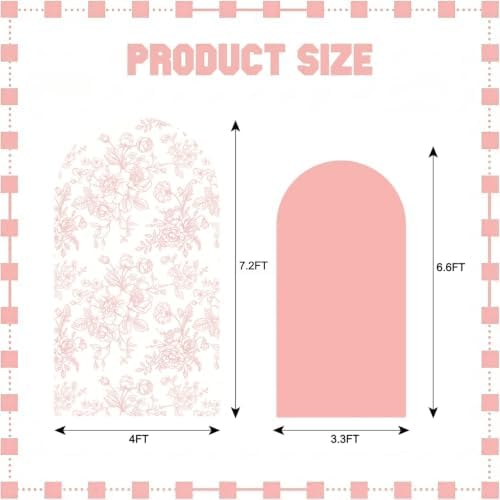 2 Set Arch Cover Pink Wedding Party Backdrop 7.2ft 6.6ft in 7.2ft x 4ft & 6.6ft x 3.3ft in Pink, alternate view 2
