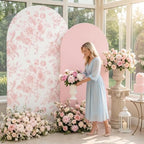 2 Set Arch Cover Pink Wedding Party Backdrop 7.2ft 6.6ft in 7.2ft x 4ft & 6.6ft x 3.3ft in Pink, alternate view 6