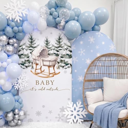 2 Set Baby It's Cold Outerside Arch Backdrop Cover 7.2ft 6.6ft in 7.2 feet x 6.6 feet in Blue, alternate view 3