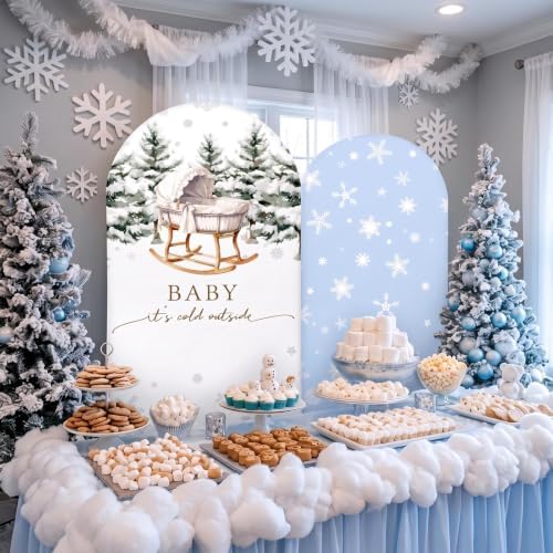 2 Set Baby It's Cold Outerside Arch Backdrop Cover 7.2ft 6.6ft in 7.2 feet x 6.6 feet in Blue, alternate view 4